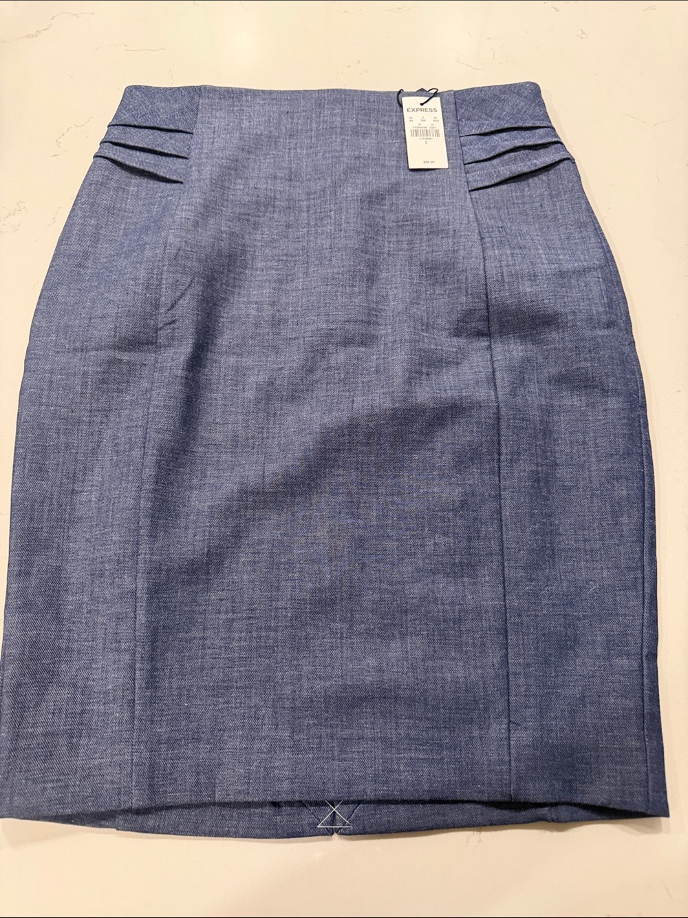 Express Chambray-Style Blue Pencil Skirt